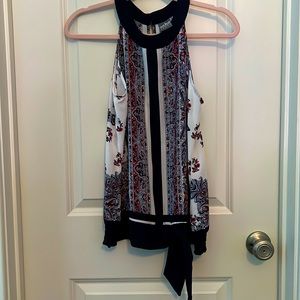 New York & Company paisley top - navy blue size XS